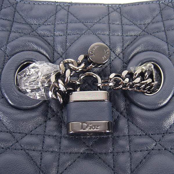 Christian Dior 1833 Quilted Lambskin Handbag-Dark Blue